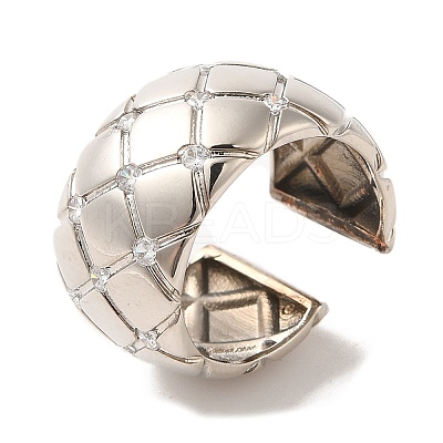 Brass Micro Pave Cubic Zirconia Open Cuff Rings RJEW-P098-25P-1