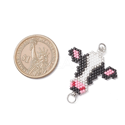 Glass Seed Beaded Links Connector Charms PALLOY-MZ01045-1