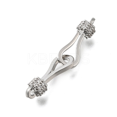 Brass Cubic Zirconia Hook and S-Hook Clasps KK-Q048-05P-1