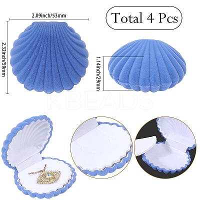 4Pcs Shell Shaped Velvet Jewelry Storage Boxes VBOX-DJ0001-02D-1