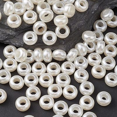 ABS Plastic Imitation Pearl Rondelle Large Hole European Beads MACR-YW0002-87-1