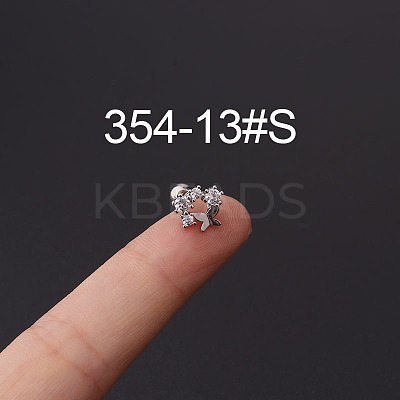 316L Stainless Steel Micro Pave Cubic Zirconia Cartilage Earrings WG094CA-13-1