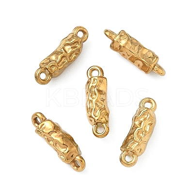 304 Stainless Steel Textured Rectangle Links Connector Charms STAS-D211-01B-G-1