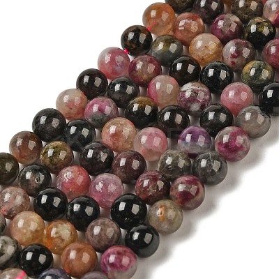 Natural Multicolor Tourmaline Round Bead Strands G-F269-05-6mm-1