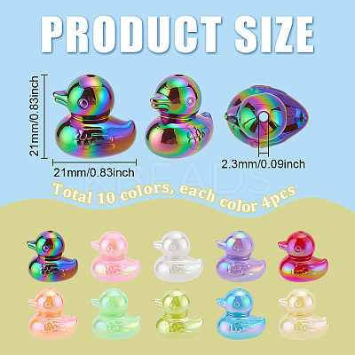 40Pcs 10 Colors UV Plating Opaque Acrylic Beads OACR-PH0004-69-1