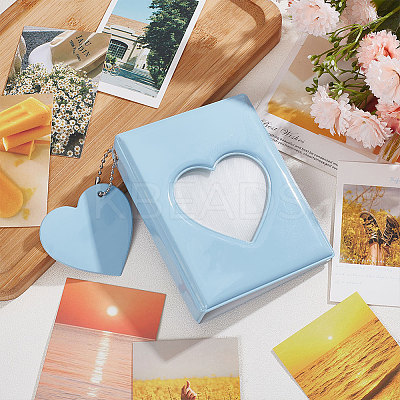 3 Inch PVC Mini Heart Hollow Photocard Holder Book AJEW-WH0038-65P-03-1