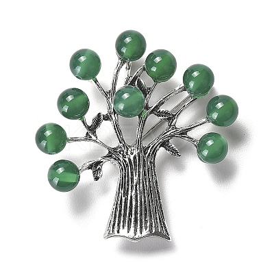 Resin Imitation Agate Tree Brooches LS-JEWB-M033-01AS-02-1