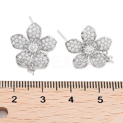 925 Sterling Silver with Cubic Zirconia Stud Earrings Findings EJEW-B038-09P-1