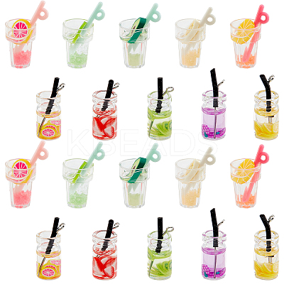 40Pcs 10 Style Imitation Fruit Tea Resin Pendants FIND-SC0002-49-1
