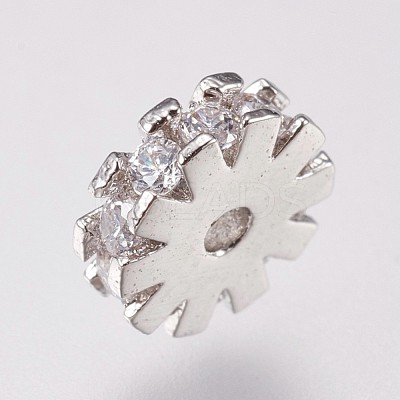 Brass Micro Pave Cubic Zirconia Beads KK-I614-058P-1