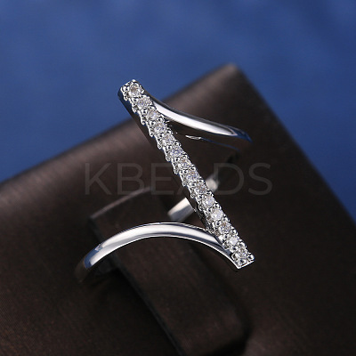 Brass Micro Pave Clear Cubic Zirconia Finger Rings for Women WG82572-03-1