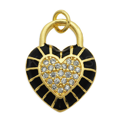 Brass Micro Pave Clear Cubic Zirconia Pendants KK-N241-LA824-5-NR-1