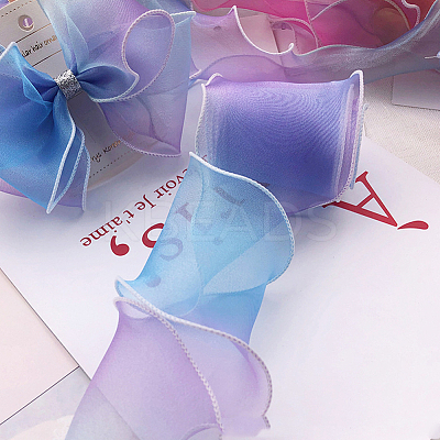 1 Bag Gradient Color Organza Ribbon OHAR-CY0001-01B-1