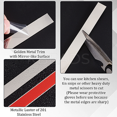 201 Stainless Steel Self-Adhesive Flexible Molding Trim FIND-WH0139-141A-02-1