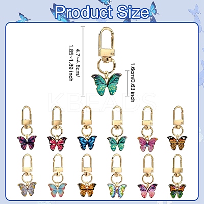 6Pcs Butterfly Alloy Enamel Pendant Decorations HJEW-YW00062-01-1