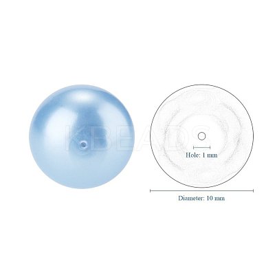 10mm About 100Pcs Glass Pearl Beads Light Blue Tiny Satin Luster Loose Round Beads in One Box for Jewelry Making HY-PH0001-10mm-006-1