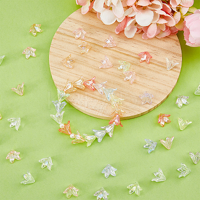 240Pcs 8 Colors Transparent Acrylic Bead Caps OACR-FH0001-050-1