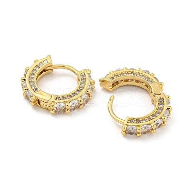 Rack Plating Brass Micro Pave Cubic Zirconia Hoop Earring EJEW-C102-13G-03-1
