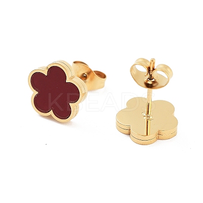 Flower Resin Stud Earrings X-EJEW-K281-01G-02-1
