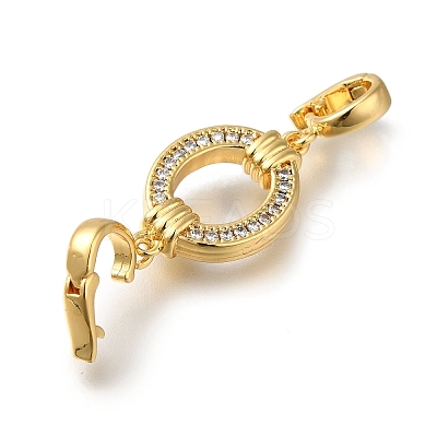 Brass Micro Pave Clear Cubic Zirconia Fold Over Clasps KK-H480-33G-1