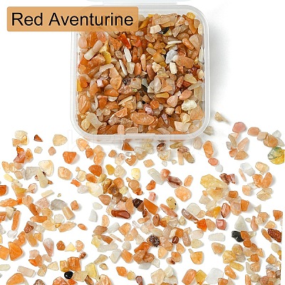 50G Natural Red Aventurine Chip Beads G-YW0001-68-1