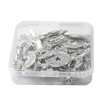 48Pcs 6 Styles Tibetan Style Alloy Pendants FIND-FS0001-49-1