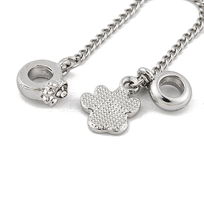 Rack Plating Paw Print Alloy Pink Enamel European Safety Chains FIND-C055-05P-02-1