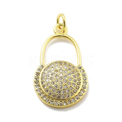 Rack Plating Brass Micro Pave Cubic Zirconia Pendants KK-D359-08G-1