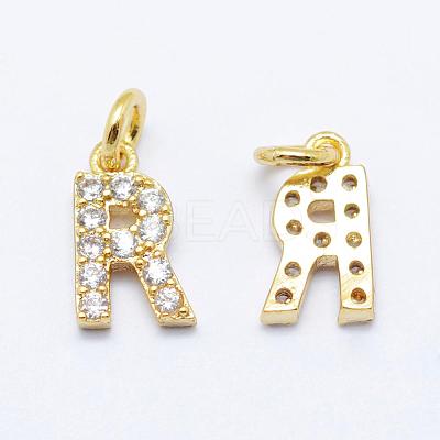 Brass Micro Pave Grade AAA Cubic Zirconia Charms ZIRC-P067-11G-R-NR-1