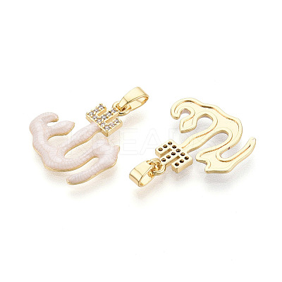Brass Micro Pave Cubic Zirconia Enamel Pendants KK-L231-06G-02-1