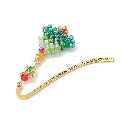 Glass Christmas Tree Charms Bookmarks AJEW-MZ00006-1