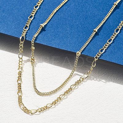 Brass Double Layer Necklaces NJEW-D302-53G-1