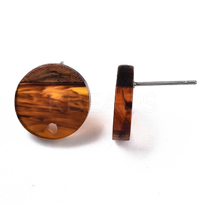 Resin & Walnut Wood Stud Earring Findings MAK-N032-007A-G01-1