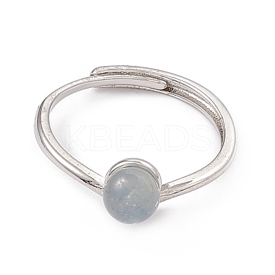 Natural Aquamarine Adjustable Rings RJEW-G273-11P-02-1