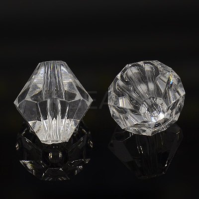 Faceted Bicone Transparent Acrylic Beads DBB18MM01-1