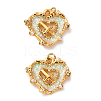 304 Stainless Steel Enamel Pendants STAS-U061-21G-01-1