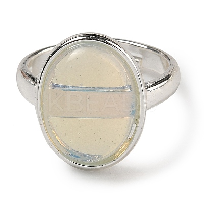 Opalite Oval Adjustable Rings RJEW-K371-07S-14-1