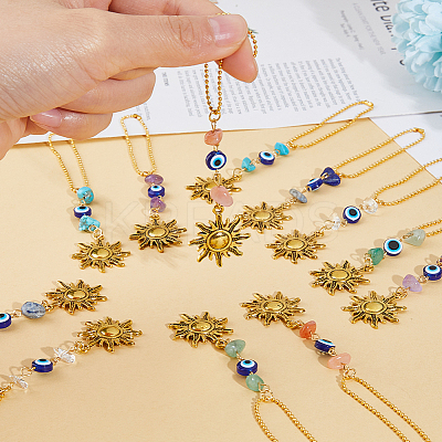 Natural Gemstone and Alloy Pendants Decoration HJEW-FH00007-1