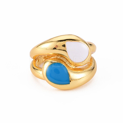Brass Enamel Cuff Rings RJEW-S045-079-NR-1