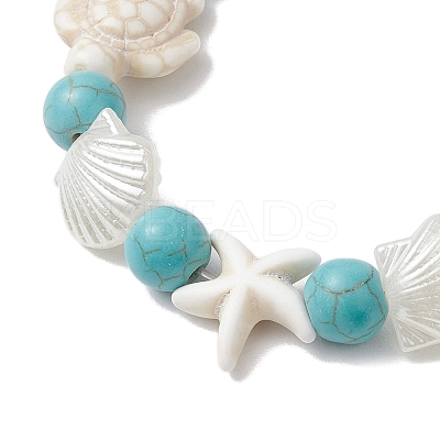 Synthetic Turquoise Beaded Stretch Bracelets BJEW-JB11861-1
