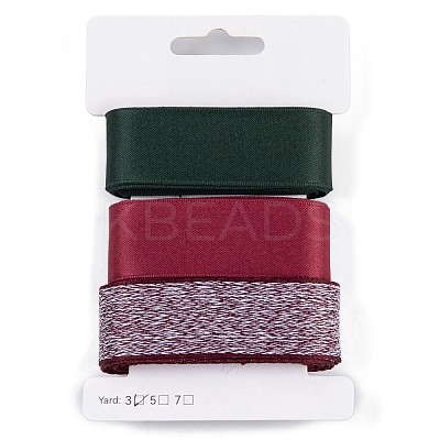 9 Yards 3 Styles Christmas Theme Polyester & Polycotton Ribbons Sets SRIB-A015-01A-07-1