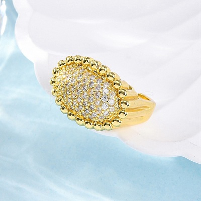 Brass Micro Pave Clear Cubic Zirconia Cuff Rings for Women RJEW-Q009-02G-1