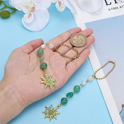 2Pcs Alloy Sun & Glass Pendant Decorations AJEW-ME0001-52B-1