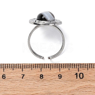 Oval Natural Banded Agate Finger Rings RJEW-M063-01P-18-1