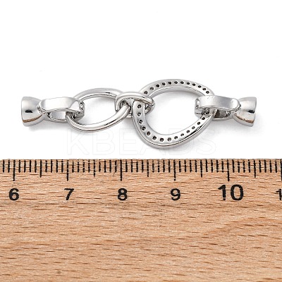Brass Micro Pave Clear Cubic Zirconia Fold Over Clasps KK-U059-24P-1