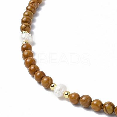 Gemstone & Natural Pearl & Glass Beaded Necklace with 304 Stainless Steel Clasp for Women NJEW-F302-06-1