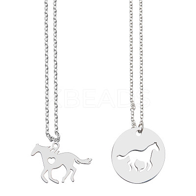 DIY 304 Stainless Steel Horse Pendant Necklace Making Kit DIY-DR0001-44-1
