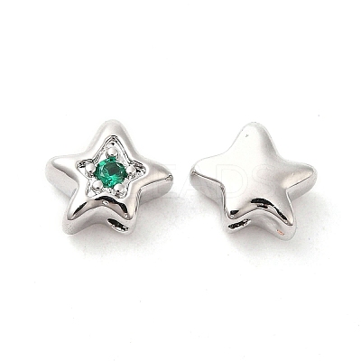 Brass Cubic Zirconia Beads KK-Q773-01P-04-1