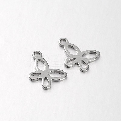 Tarnish Resistant 304 Stainless Steel Butterfly Charms STAS-N059-35-1