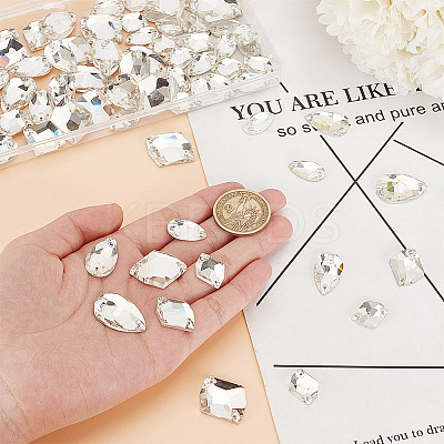 80Pcs 6 Style Irregular Rhombus & Teardrop Glass Sew On Rhinestone GLAA-GO0001-16-1